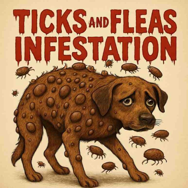 ticks and fleas infestaton in dogs