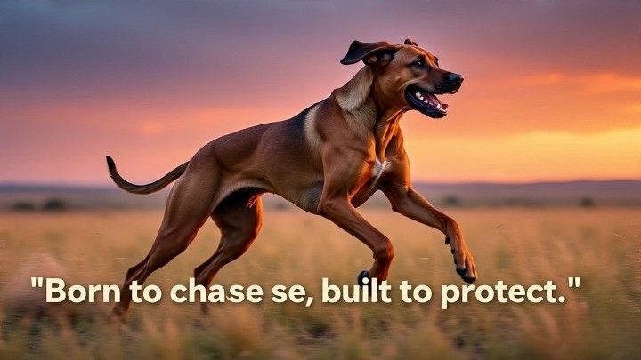 Rhodesian Ridgebacks charge at up to 30 mph, earning their place among the fastest dog breeds