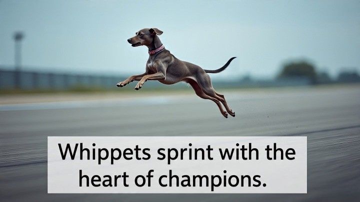 Whippets, miniature cousins of Greyhounds, zoom at 35 mph, securing their spot among the fastest dog breeds