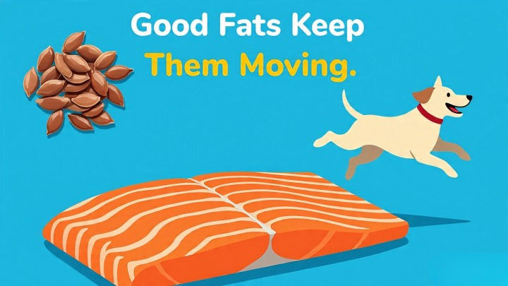 Fats in senior dog diet food provide energy without excess calories