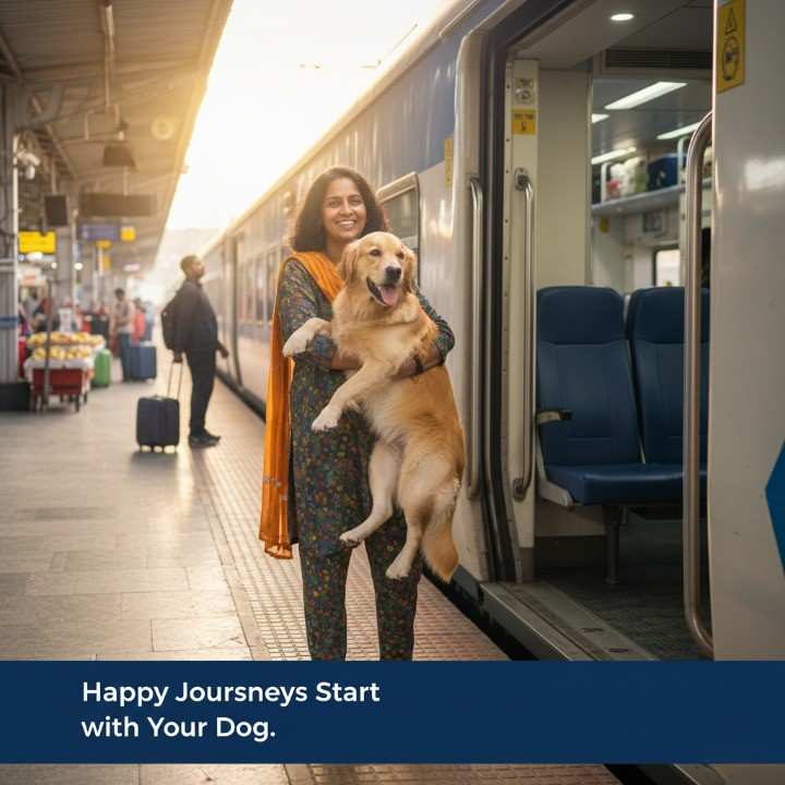 Dog travel on train