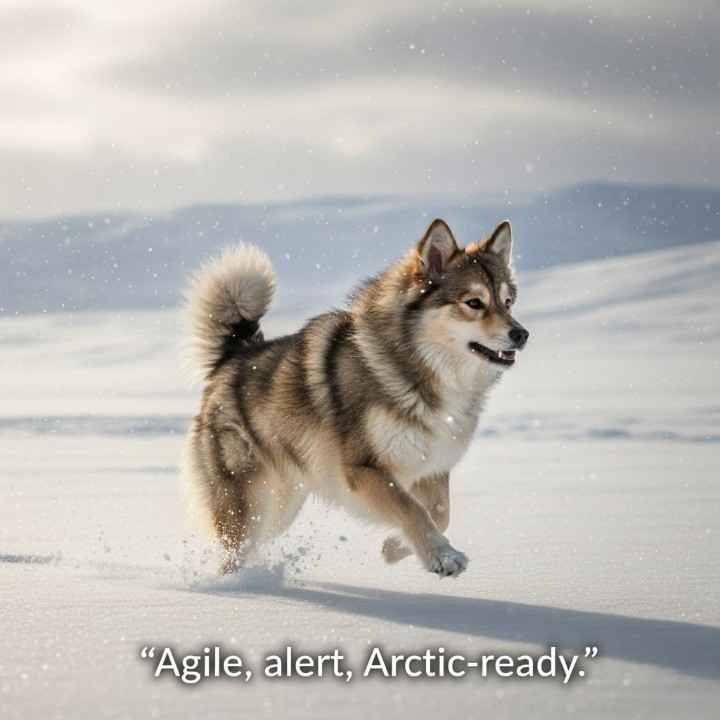 Finnish Lapphund winter loving dog