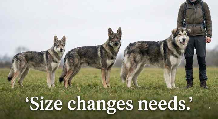 different sizes of wolf dog