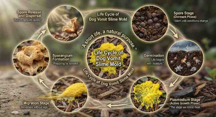 Life Cycle of Dog Vomit Slime Mold