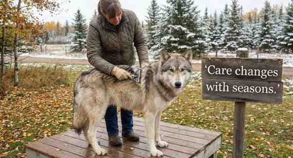 grooming of wolf dog
